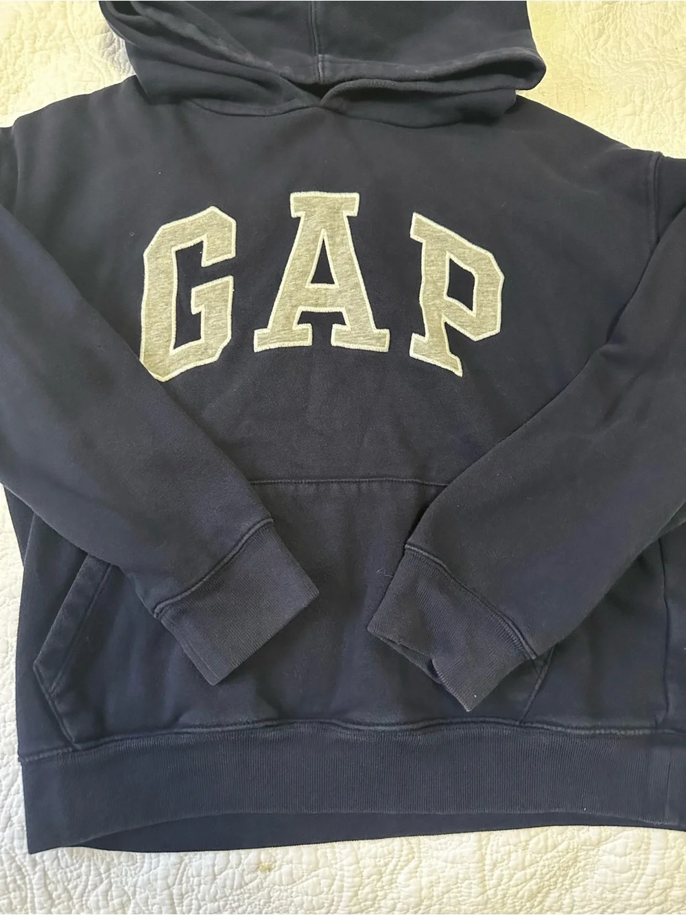 GAP Kids Dark Navy Hoodie with Gray Lettering